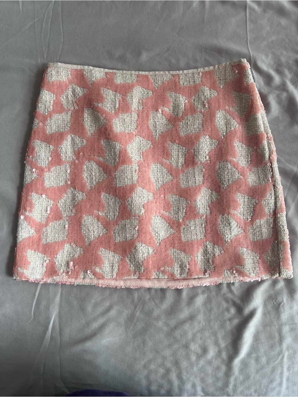 Banana Republic Pink and Cream Tweed Sequin Mini Skirt